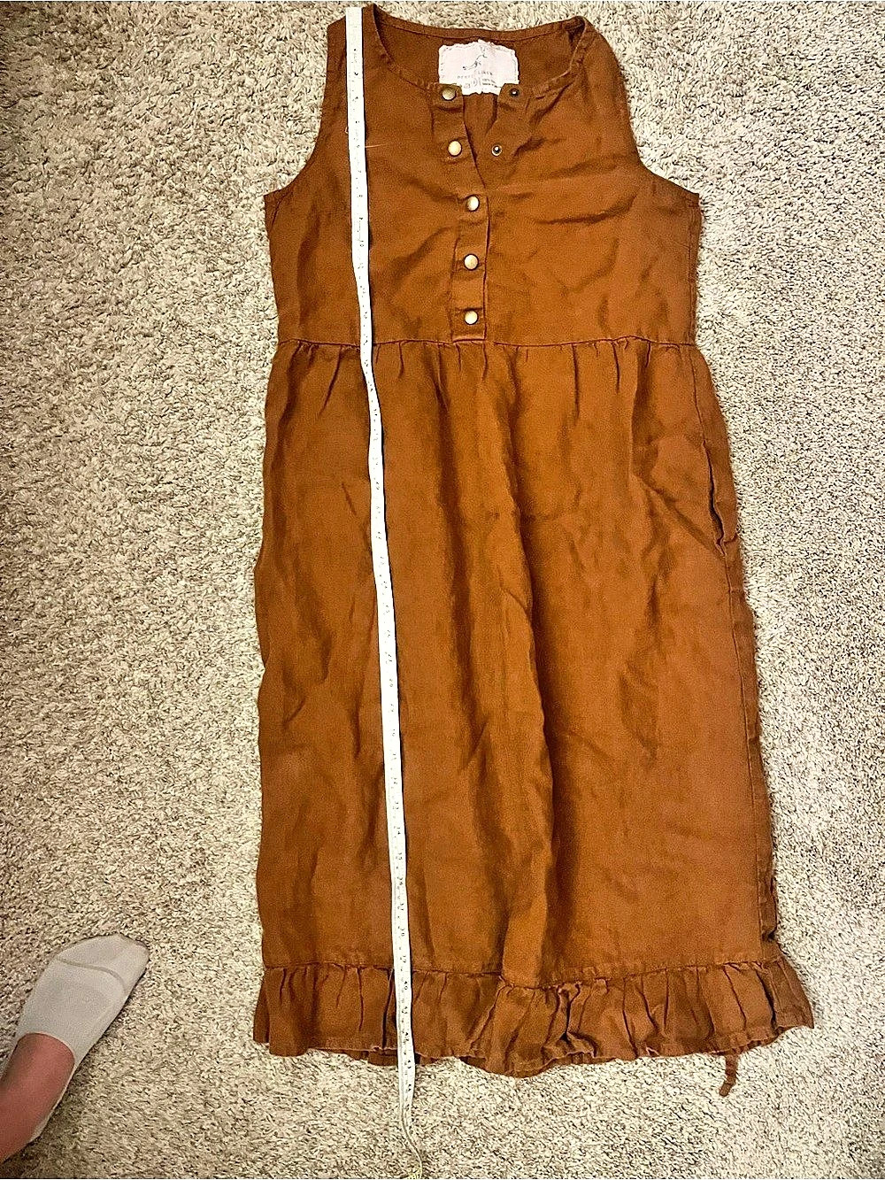 notPERFECTLINEN VALLEY Button Down Linen Dress, toast, small - Picture 3 of 5